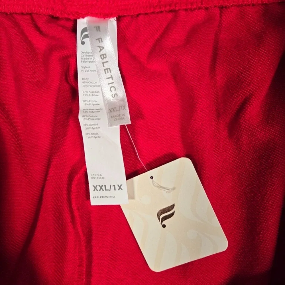 Fabletics Pants Womens XXL 1X Red Year Round Wide Leg Elastic Waist Sweatpants